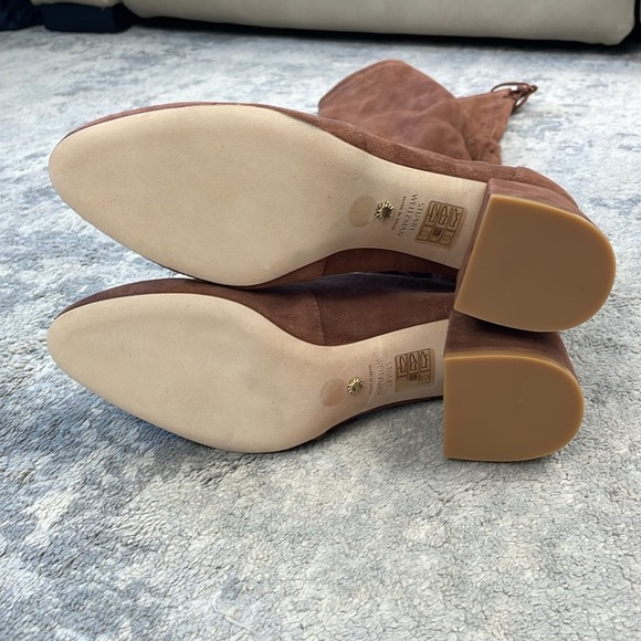 SOLD - New Stuart Weitzman Flareland Suede Over The Knee Boots Tan Sz 8 - Picture 9 of 14